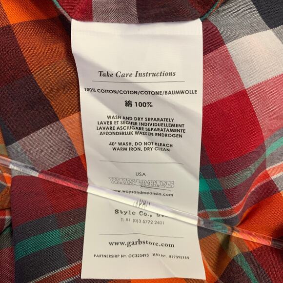 M Red Multi Color Plaid Cotton One Pocket Button Down Collar Long Sleeve Shirt - Picture 6 of 7